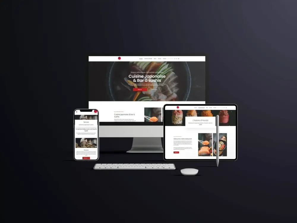 Site Hanabi présenté sur ordinateur, tablette et mobile