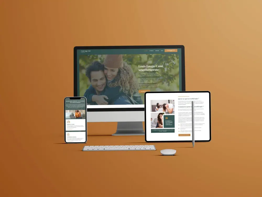 Site Louis Lauga-Cami présenté sur ordinateur, tablette et mobile