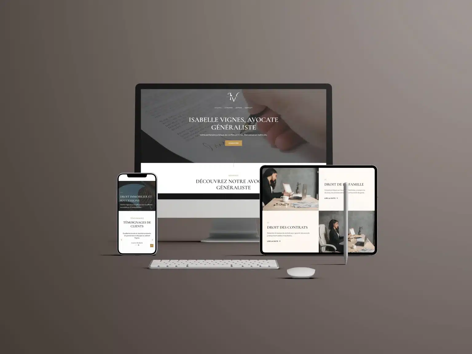Site Maîtres & Vignes présenté sur ordinateur, tablette et mobile