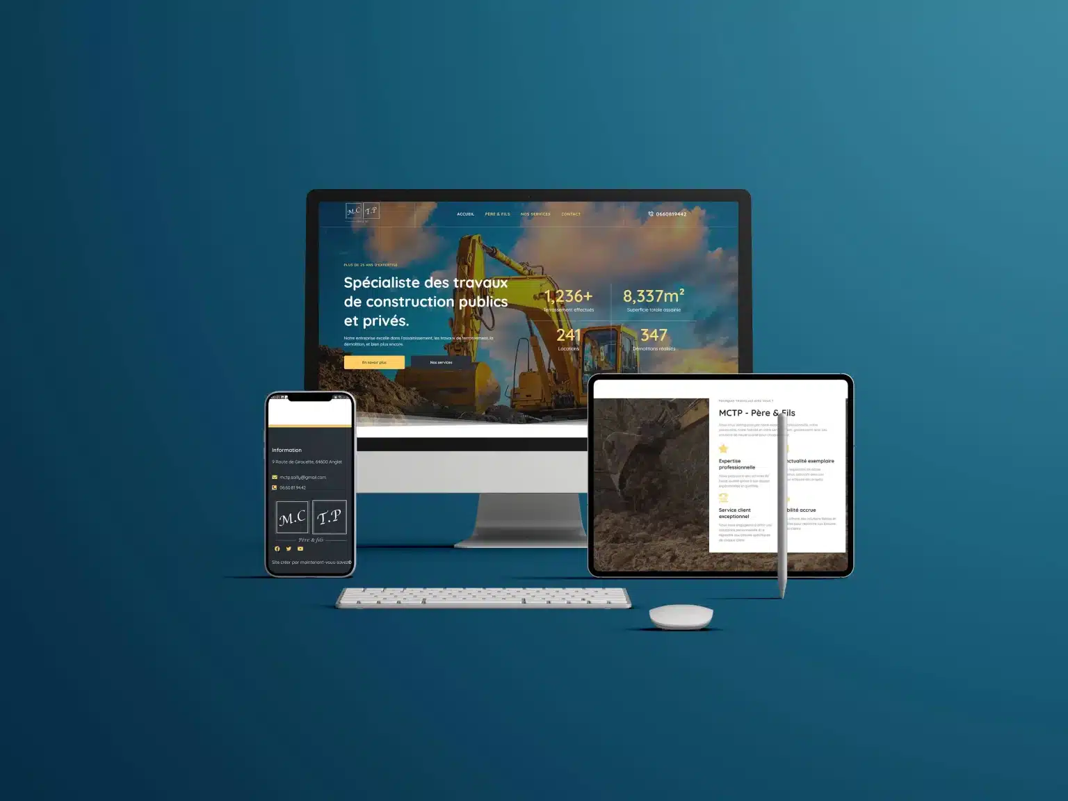 Site MCTP Anglet présenté sur ordinateur, tablette et mobile