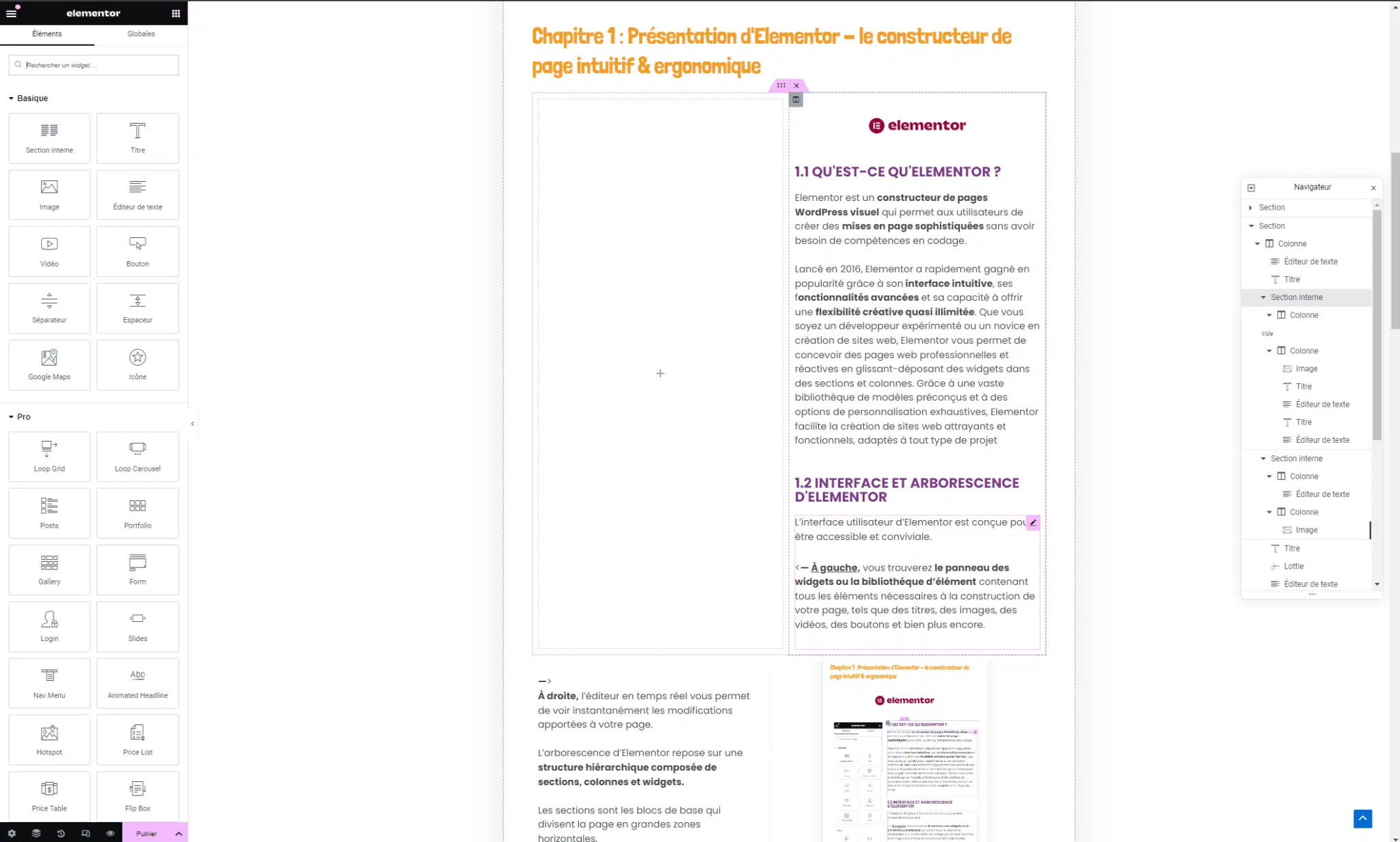 Interface elementor, Widgets, Bibliothéque d'élément